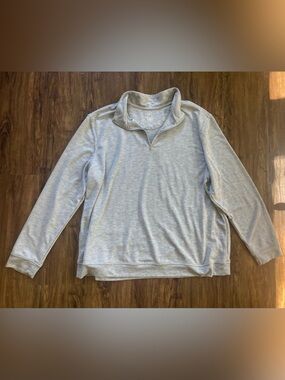 George Men's Heather Light Gray Zip-Up Pullover Size 2XL